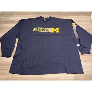Vintage Y2K University of Michigan Wolverines T-Shirt Starter Blue Mens Size 2XL